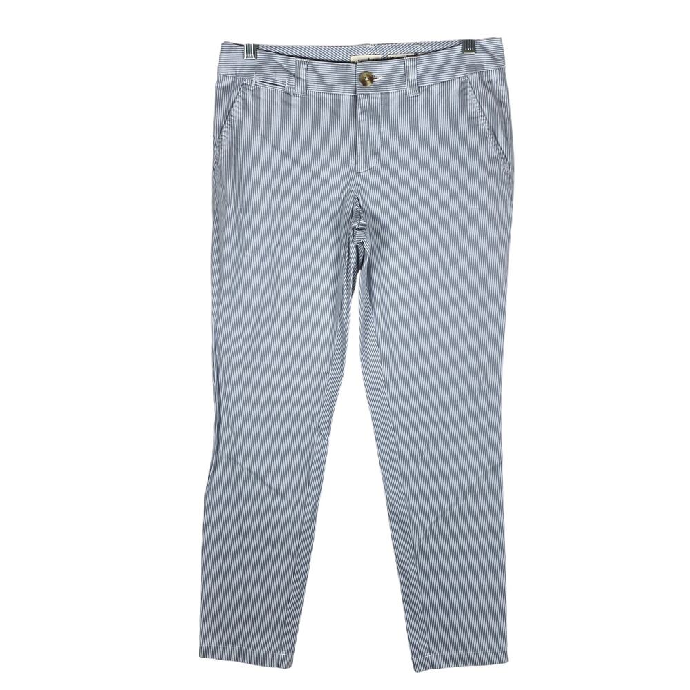 Maison Jules Weekend Straight Ankle Pants Womens 0 Blue Stripe Preppy Coastal